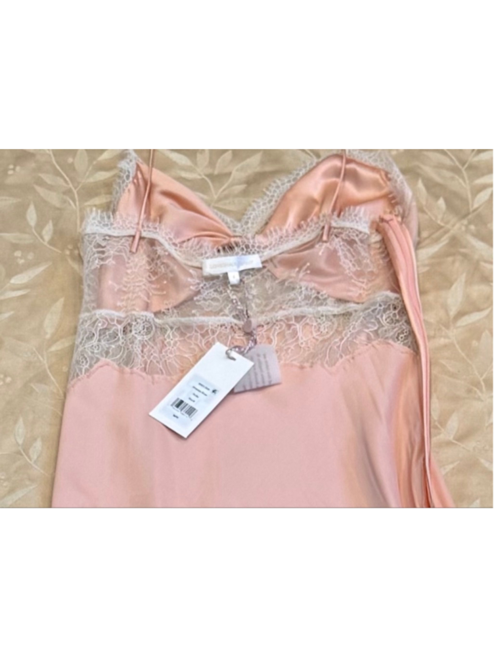LoveShackFancy Orianna Silk Maxi Dress Peche Pink Lace 8 NWT - Picture 8 of 10